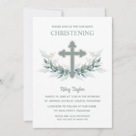 Invitación Verdor de la Cruz Azul Christening