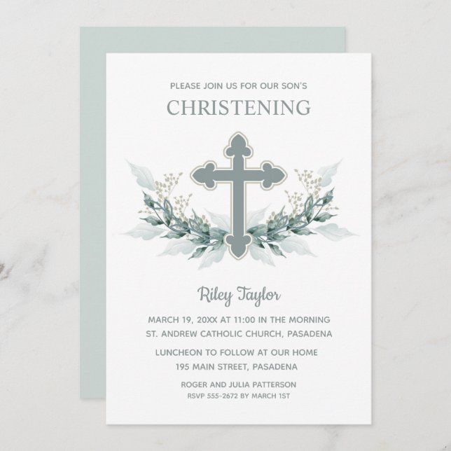 Invitación Verdor de la Cruz Azul Christening (Anverso / Reverso)