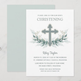 Invitación Verdor de la Cruz Azul Christening