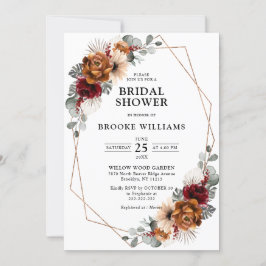 Invitación Verdor de la Marina de Terracota Ducha Geométrica