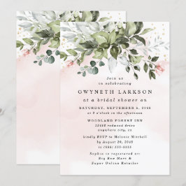 Invitación Verdor de oro rosa Rubor Ducha azul de novia agita
