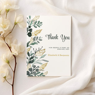 Invitación Verdor de oro verde acuarela Botánica Gracias