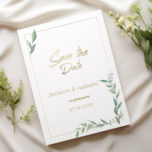 Invitación Verdor de oro verde de menta botánica Save the Dat