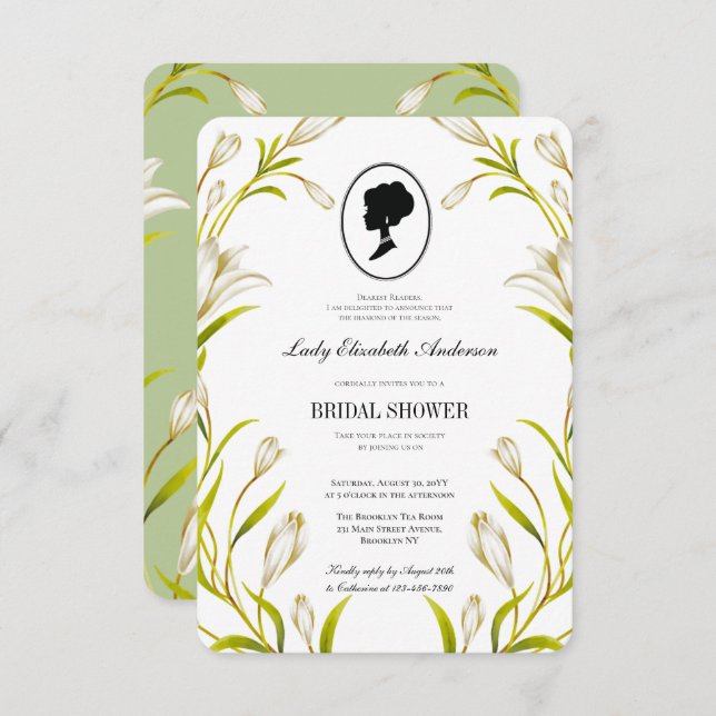 Invitación Verdor de presupuesto botánico Bridgerton Bridal S (Anverso / Reverso)