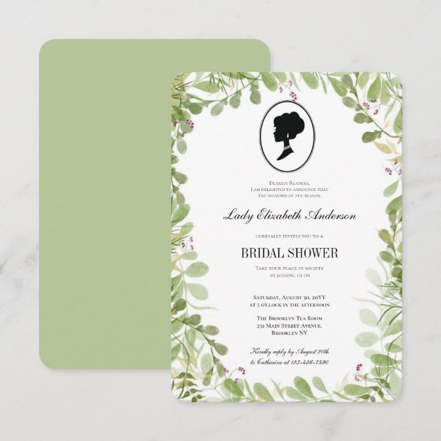 Invitación Verdor de presupuesto botánico Bridgerton Bridal S (Anverso / Reverso)