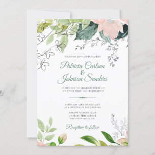 Invitación Verdor de primavera acuarela floral boda rústico