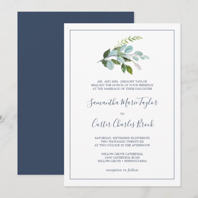 Invitación Verdor de verano Boda formal (Anverso / Reverso)