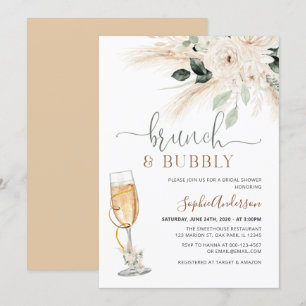 Invitación Verdor Desierto Boho Pampas Brunch & Bubbly