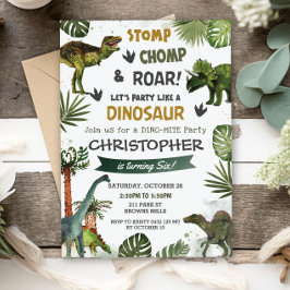 Invitación Verdor Dinosaurios Fiesta de cumpleaños Stomp Chom