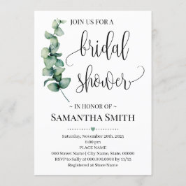 Invitación Verdor ducha de novia minimalista