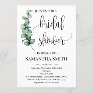 Invitación Verdor ducha de novia minimalista