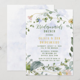 Invitación Verdor Dusty Blue Wildflower Bridesmaids Brunch