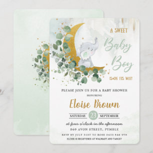 Invitación Verdor Elefante Verde Dulce Bebé Ducha