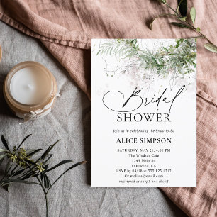 Invitación Verdor Elegante caligrafía Rústica Ducha Bridal