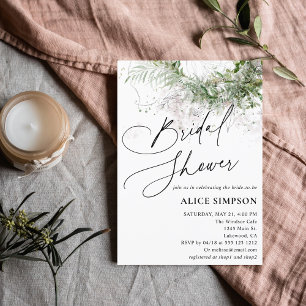 Invitación Verdor Elegante caligrafía Rústica Ducha Bridal