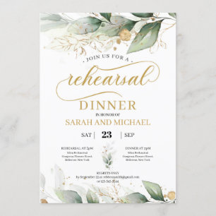 Invitación Verdor eucalipto hojas de oro hojas de oro para el