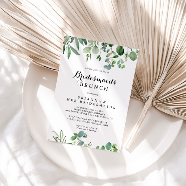 Invitación Verdor Eucalyptus Bridesmaids Ducha Brunch (Subido por el creador)