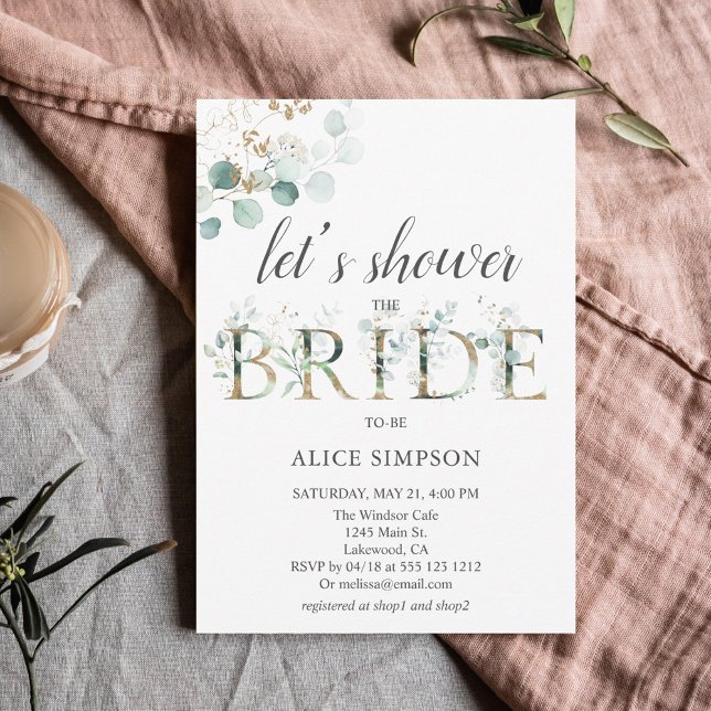 Invitación Verdor Eucalyptus Calligraphy Shower (Subido por el creador)
