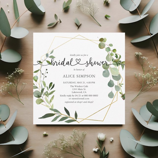 Invitación Verdor Eucalyptus Corazón Script Ducha de novia (Subido por el creador)