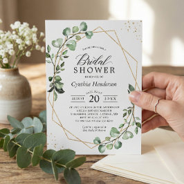 Invitación Verdor Eucalyptus Ducha Geométrica Bridal