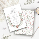 Invitación Verdor Fiesta de la sorpresa de invierno 21 cumple<br><div class="desc">El marco botánico de Boho,  de color verde sabio moderno,  se acentúa con pequeñas flores de poinsettia.</div>