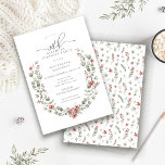 Invitación Verdor Fiesta de la sorpresa de invierno 30 cumple<br><div class="desc">El marco botánico de Boho,  de color verde sabio moderno,  se acentúa con pequeñas flores de poinsettia.</div>
