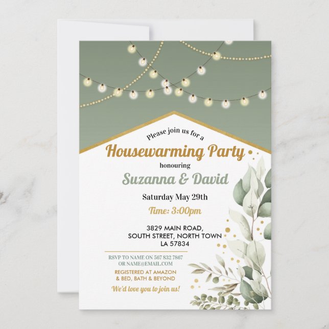 Invitación Verdor Fiesta de las luces verdes de primavera de  (Anverso)