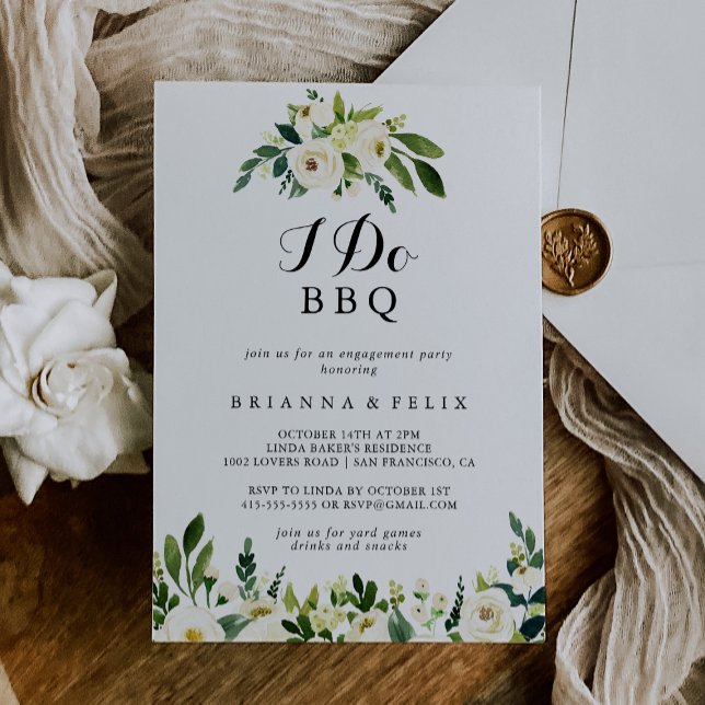 Invitación Verdor Floral blanca Yo hago la fiesta de compromi (Subido por el creador)