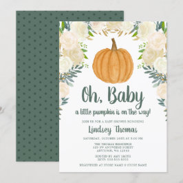 Invitación Verdor Floral Calabaza Caída Baby Shower