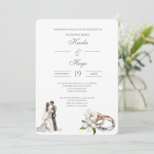 Invitación Verdor floral con Boda español en anillo