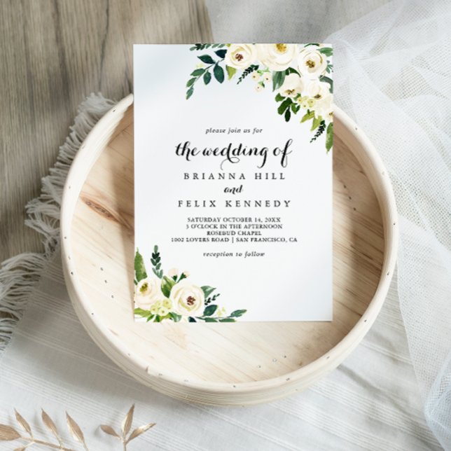 Invitación Verdor Floral de otoño blanca El Boda de (Subido por el creador)