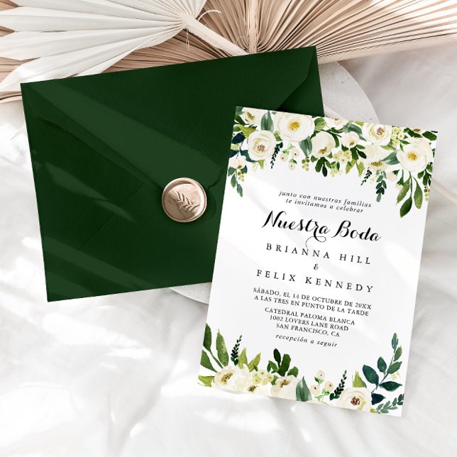 Invitación Verdor Floral de otoño blanco Nuestra Boda Boda (Subido por el creador)
