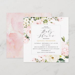 Invitación Verdor floral elegante Baby Shower de Rubor