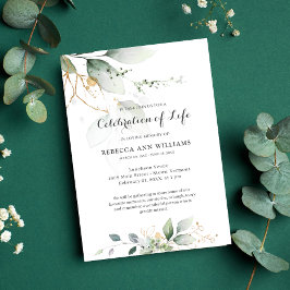 Invitación Verdor Floral Gold Celebración de la vida