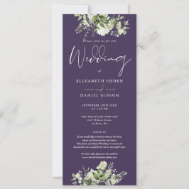 Invitación Verdor Floral Monograma Detalles Boda Púrpura
