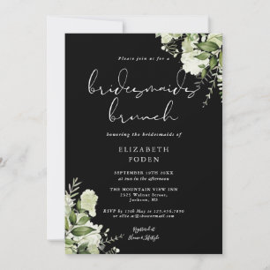 Invitación Verdor Floral Negro Y Blanco Bridesmaids Brunch