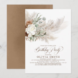 Invitación Verdor Floral Pampas Grass Boho Cumpleaños