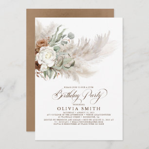 Invitación Verdor Floral Pampas Grass Boho Cumpleaños