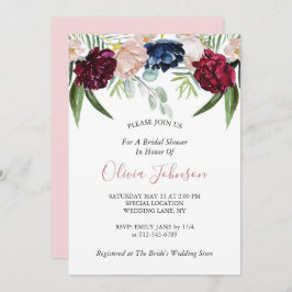 Invitación Verdor floral rosa Rubor Ducha de novia