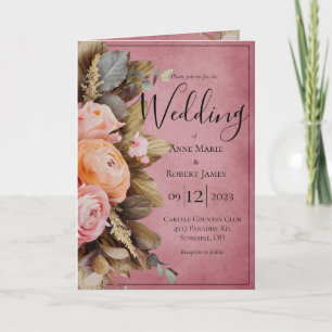 Invitación Verdor Floral Rústico Rosa Eucalyptus Boda Inv