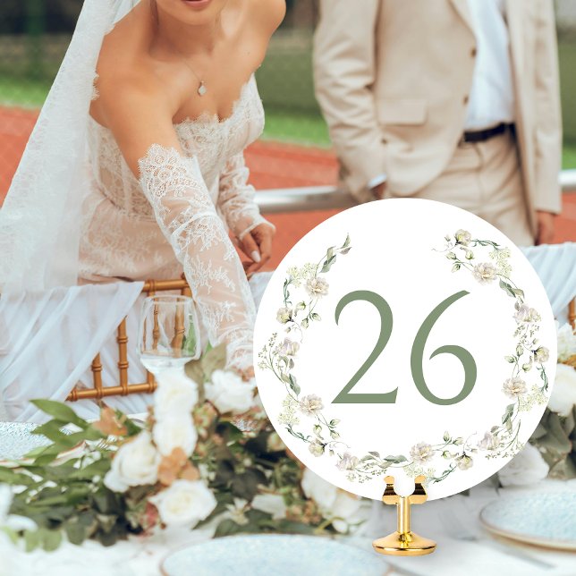 Invitación Verdor Floral Wreath Boda Círculo Número de tabla (Subido por el creador)