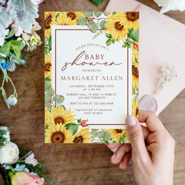 Invitación Verdor Flores de girasol Baby Shower (Subido por el creador)