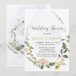 Invitación Verdor Flores salvajes azul turquesa Ducha de matr