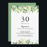 Invitación Verdor Foliage botánico 30.º Fiesta de cumpleaños<br><div class="desc">Esta verde follaje botánico invitación a la fiesta de cumpleaños número 30 es perfecta para una simple fiesta de cumpleaños. Este bonito diseño acuático presenta un follaje verde botánico.</div>