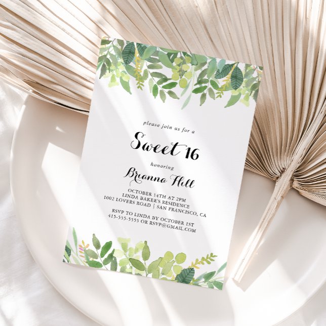 Invitación Verdor Foliage Botánico Dulce 16 Fiesta de cumplea (Subido por el creador)