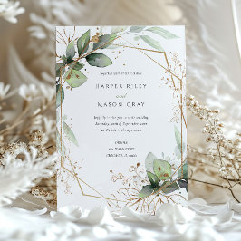 Invitación Verdor geométrico y Boda de oro falso