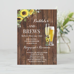 Invitación Verdor girasoles burbuja y brea duchas de parejas