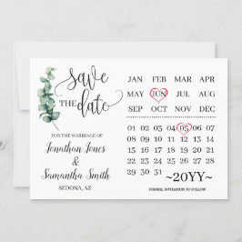 Invitación Verdor guardar el boda minimalista del calendario