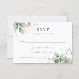 Invitación Verdor Hoja de Oro Agua Foliage RSVP Moderno
