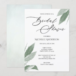 Invitación Verdor Hojas Botánicas Ducha Bridal